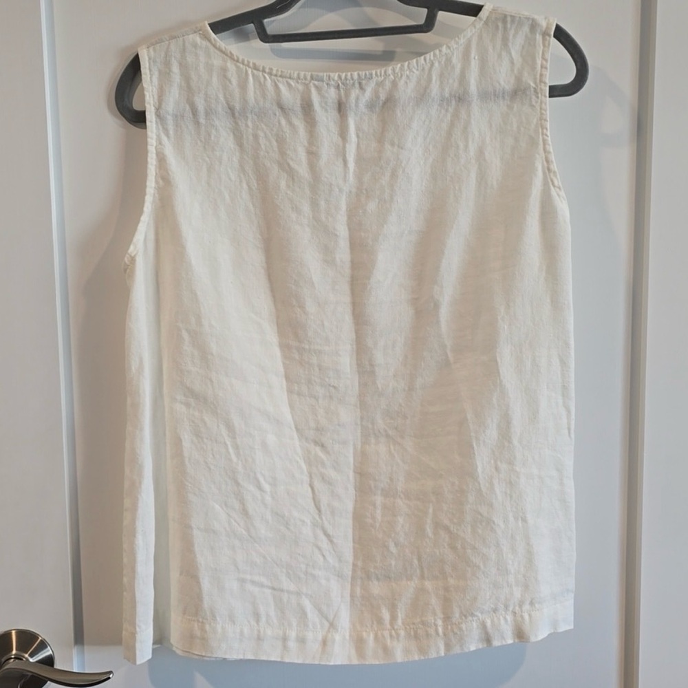 Linenfox Cream Sleeveless Linen-Blend Tank